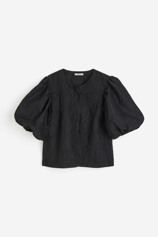 Balloon-sleeved blouse - Black - Ladies | H&M GB | H&M (UK, MY, IN, SG, PH, TW, HK)