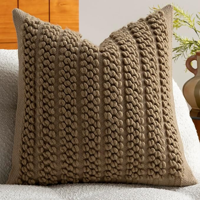 Wool Boucle Throw Pillow Cover Premium Chic Accents Square Textured Decorative Pillow Case for Li... | Amazon (US)