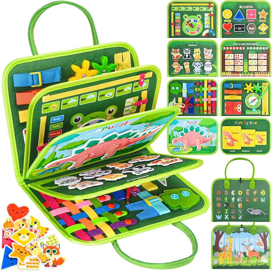 Busy Board Montessori Toys for 4 Years Old, Busy Book for Toddlers, Sensory Board Quiet Book Educ... | Amazon (US)