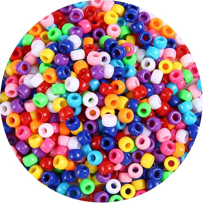 1000+ pcs Pony Beads, Multi-Colored Bracelet Beads for Hair Braids, Plastic Bead for Crafts (Medi... | Amazon (US)
