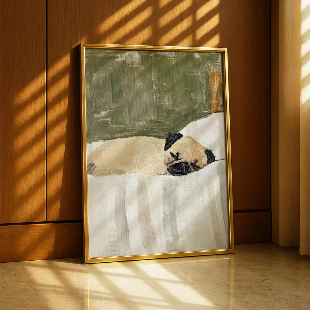 Pug Wall Art Print: Playful Dog Poster – Peaceful Pet Portrait for Home Decor - Etsy | Etsy (US)