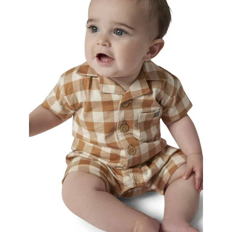 Modern Moments by Gerber Baby Boy Short Sleeve Romper, Sizes 0/3 Months - 24 Months | Walmart (US)