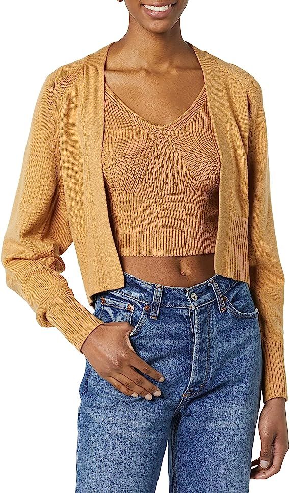 Daily Ritual Women's Ultra Soft Cardigan and Crop Top Sweater Set | Amazon (US)