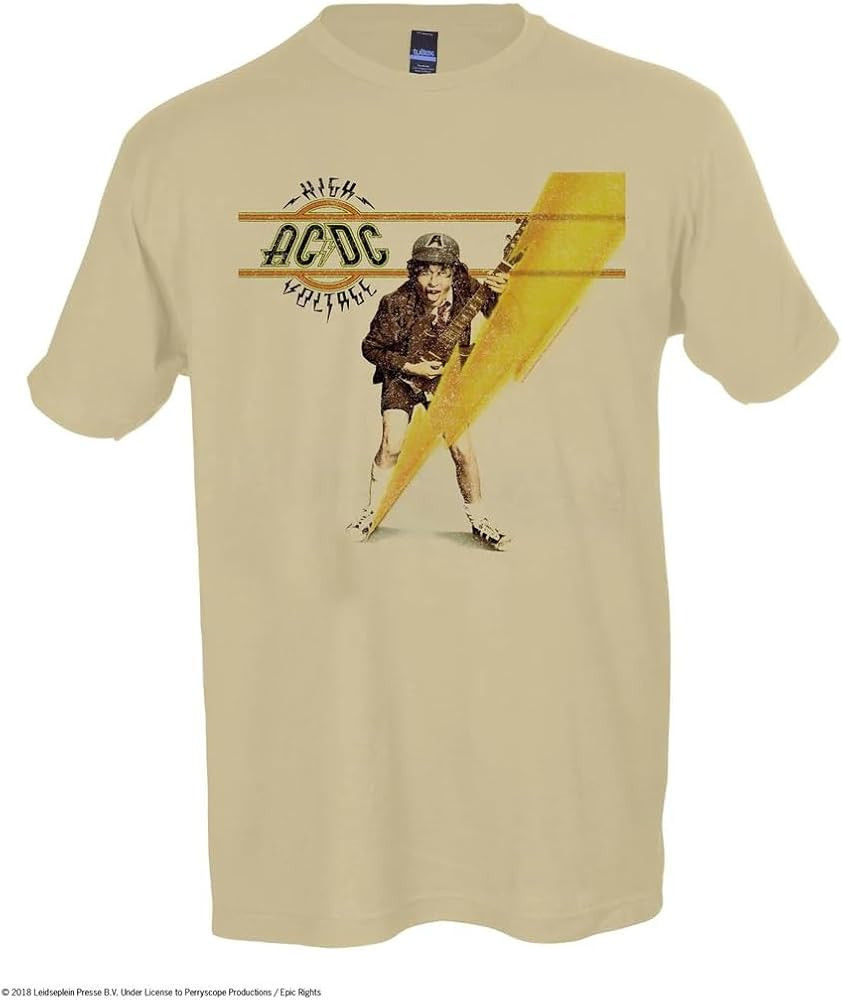 AC/DC Men's High Voltage T-Shirt Beige | Officially Licensed Merchandise | Amazon (US)