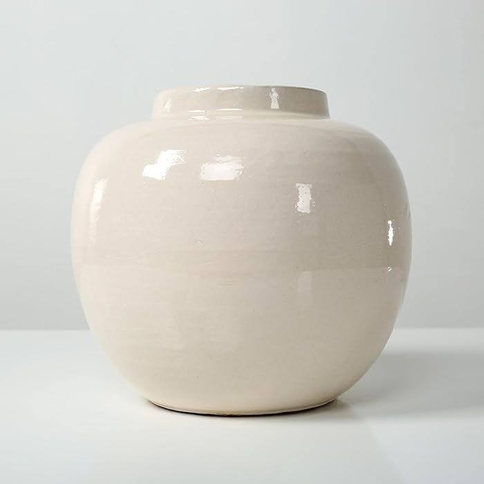 Approx.10 Inches Off White Ceramic Round Jar | Amazon (US)