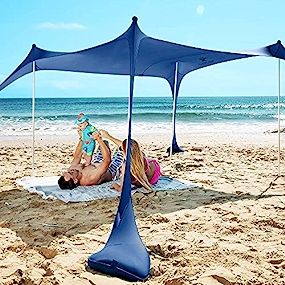 SUN NINJA Beach Tent, UPF50+ Beach Shade Canopy, Pop Up Sun Shelter with Sand Shovel, Ground Pegs an | Amazon (US)
