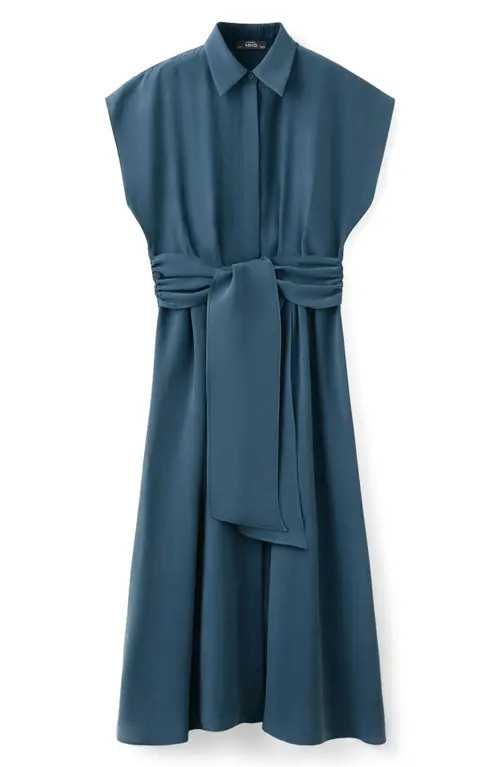 MANGO Belted Shirtdress in Blue at Nordstrom, Size 8 | Nordstrom