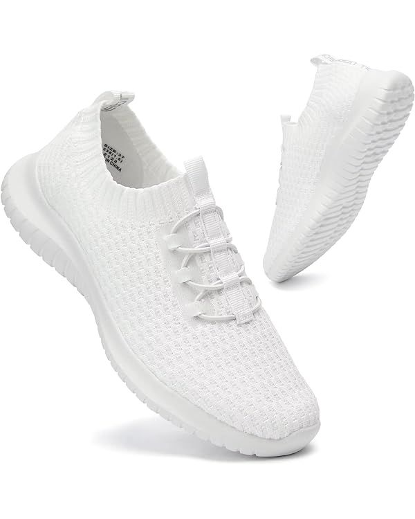 LANCROP Women's Athletic Walking Shoes - Casual Knit Lightweight Running Slip On Sneakers | Amazon (US)
