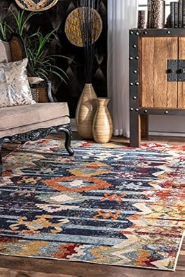 nuLOOM Osteen Vintage Abstract Runner Rug, 2' x 8', Navy | Amazon (US)