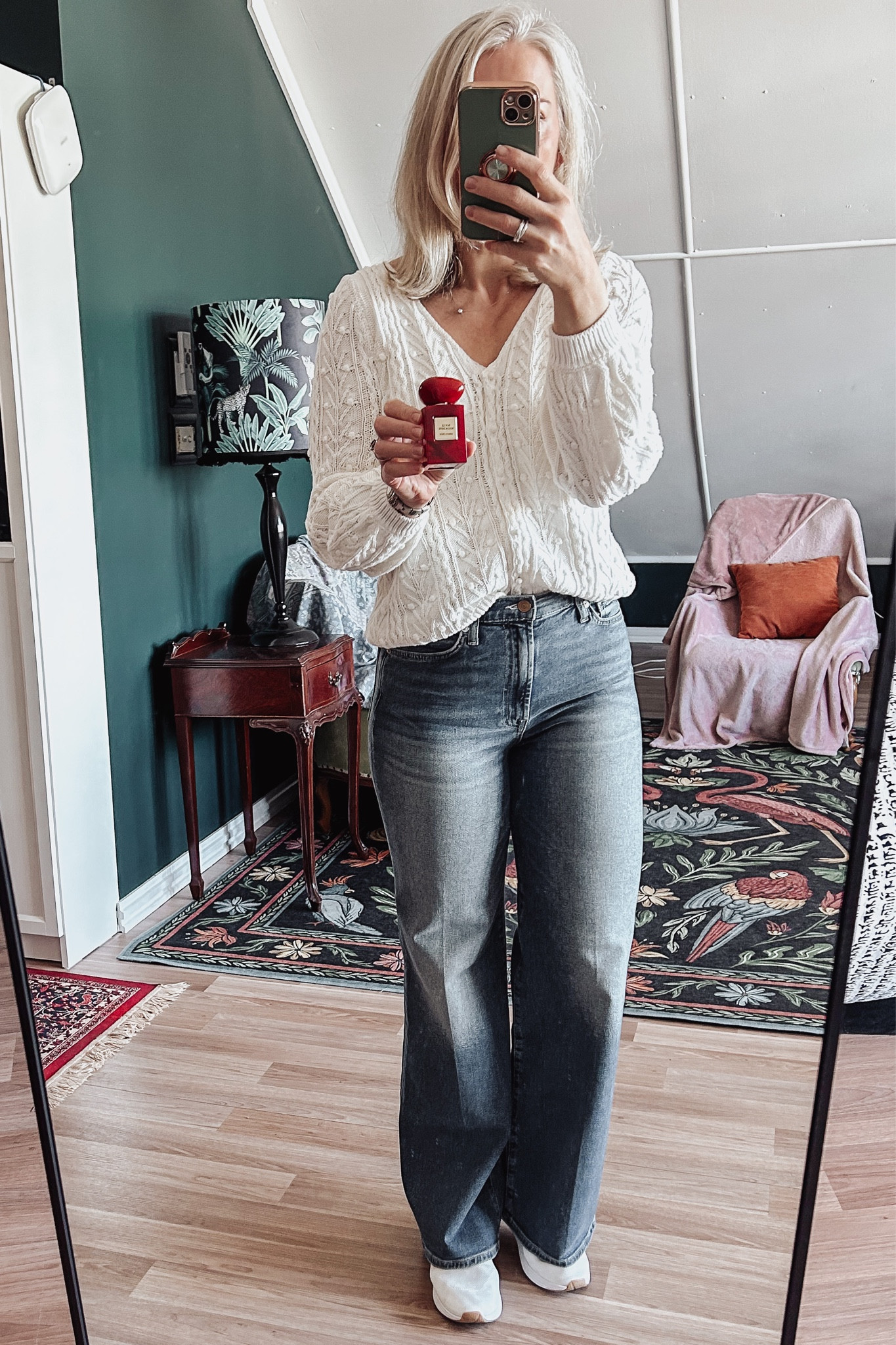 A little variation on my current favourite outfit. Wearing the Beryl cardigan which is better suited to the mid-winter warm spell we are having at the moment. Scent of the day is ever popular Rouge Malachite by Armani Privè. I need to find a more aesthetic solution for protecting my furniture! 😂

#LTKhome #LTKaustralia #LTKbeauty