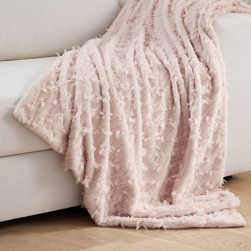 LoveShackFancy Sweet Bows Faux Fur Throw | Pottery Barn Teen