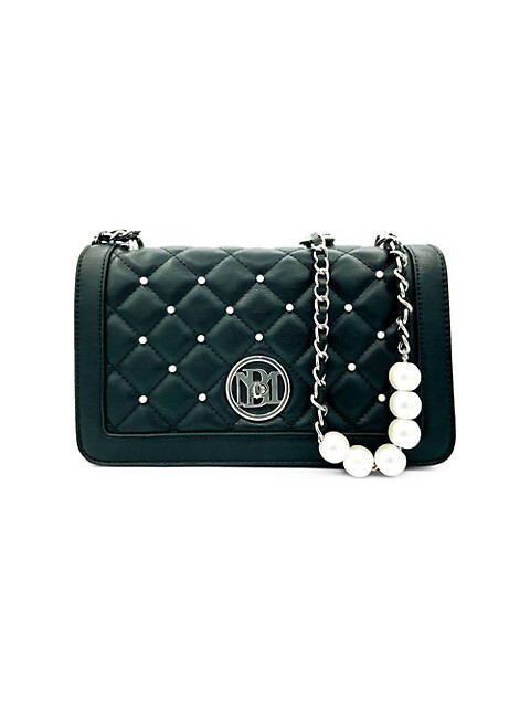 Badgley Mischka Quilted Faux Leather &amp; Faux Pearl Crossbody Bag on SALE | Saks OFF 5TH | Saks Fifth Avenue OFF 5TH