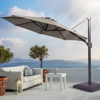 ACEGOSES 11-ft Gray No-tilt Cantilever Patio Umbrella with Base | Lowe's