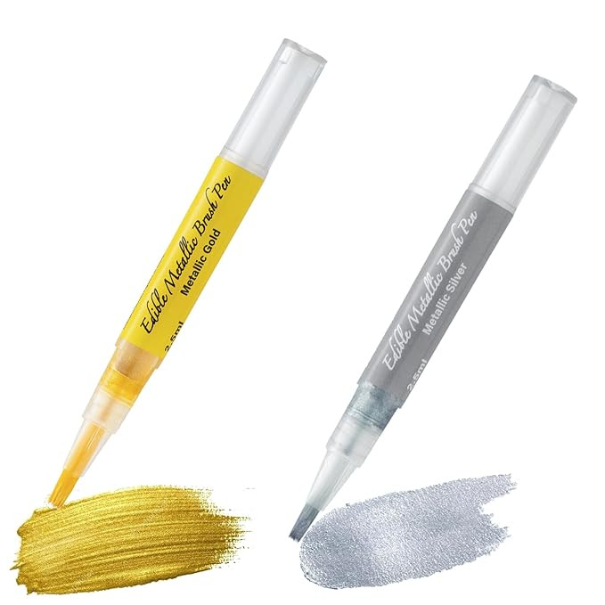 Edible Metallic Paint Pen, Gold Silver Color Food Coloring Marker,Food Paint with Brush Tip for D... | Amazon (US)