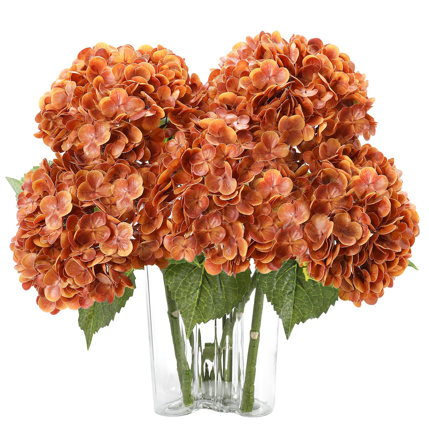 Fall Orange Hydrangea Artificial Flowers 3pcs Lifelike Faux Hydrangea Real Touch Fake Flowers for... | Amazon (US)