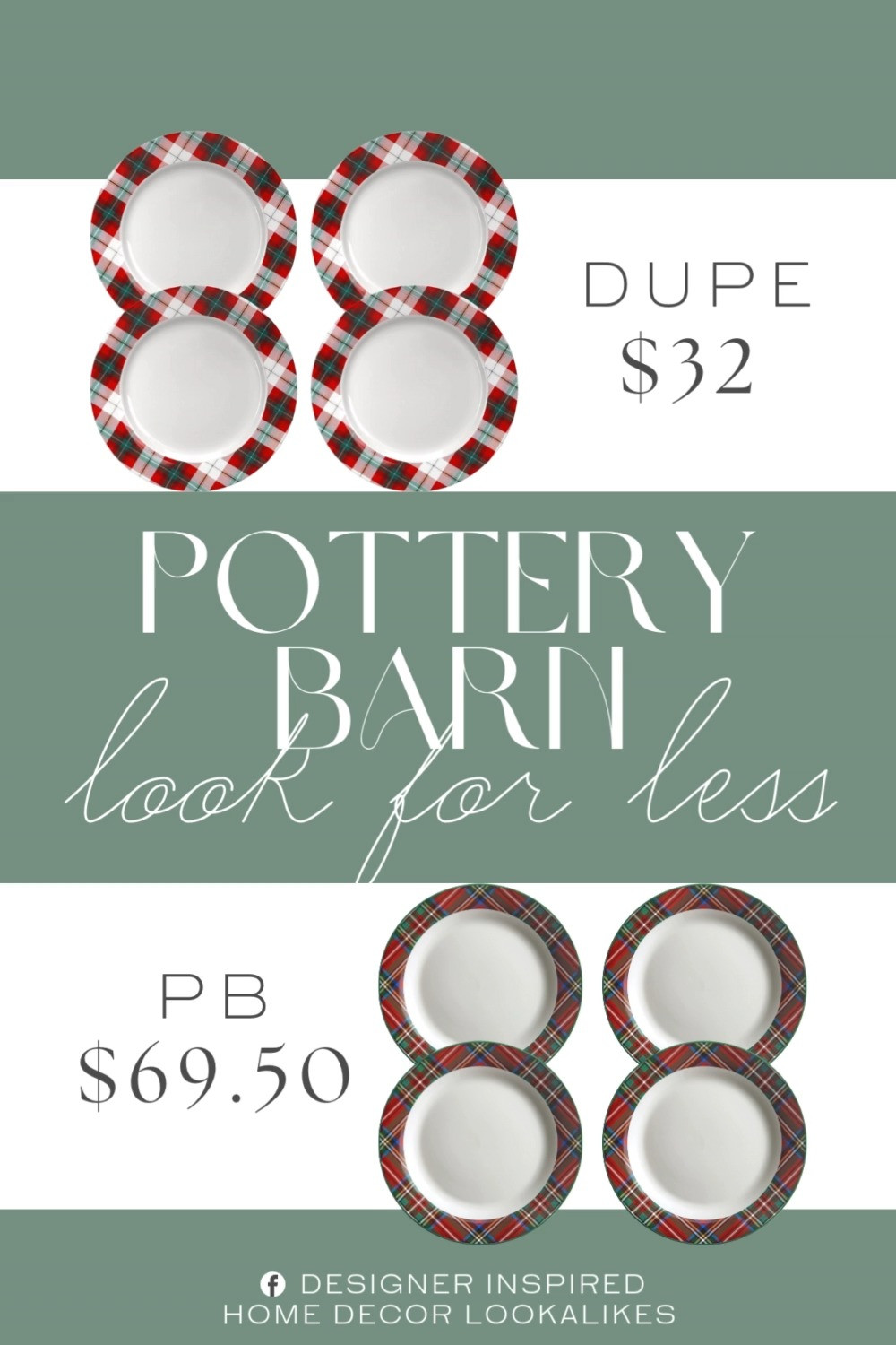Inspired by Pottery Barn Plaid Dinner Plates. Plaid Stoneware Plates. Plaid Dinnerware Set. Holiday Table Setting. Plaid Ceramic Plates. Stoneware Holiday Plates. Christmas Dinner Plates. Plaid Holiday Dinnerware, 

Home more affordable option find copy cat similar look for less budget friendly affordable cheap cheaper beautiful pretty. Clearance sale coupon code discount code promo code luxury lookalike look a like Inspo inspiration inspired by idea ideas Love like these? I share multiple every day in my FB group.
#potterybarninspired #plaiddinnerplates #holidaytablesetting #stonewareplates #holidaydecor #setof4plates #seasonaltableware #christmasplates 

 #LTKHoliday #LTKSeasonal #LTKFindsUnder50