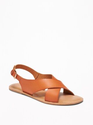 Faux-Leather Cross-Strap Slingback Sandals for Women | Old Navy US