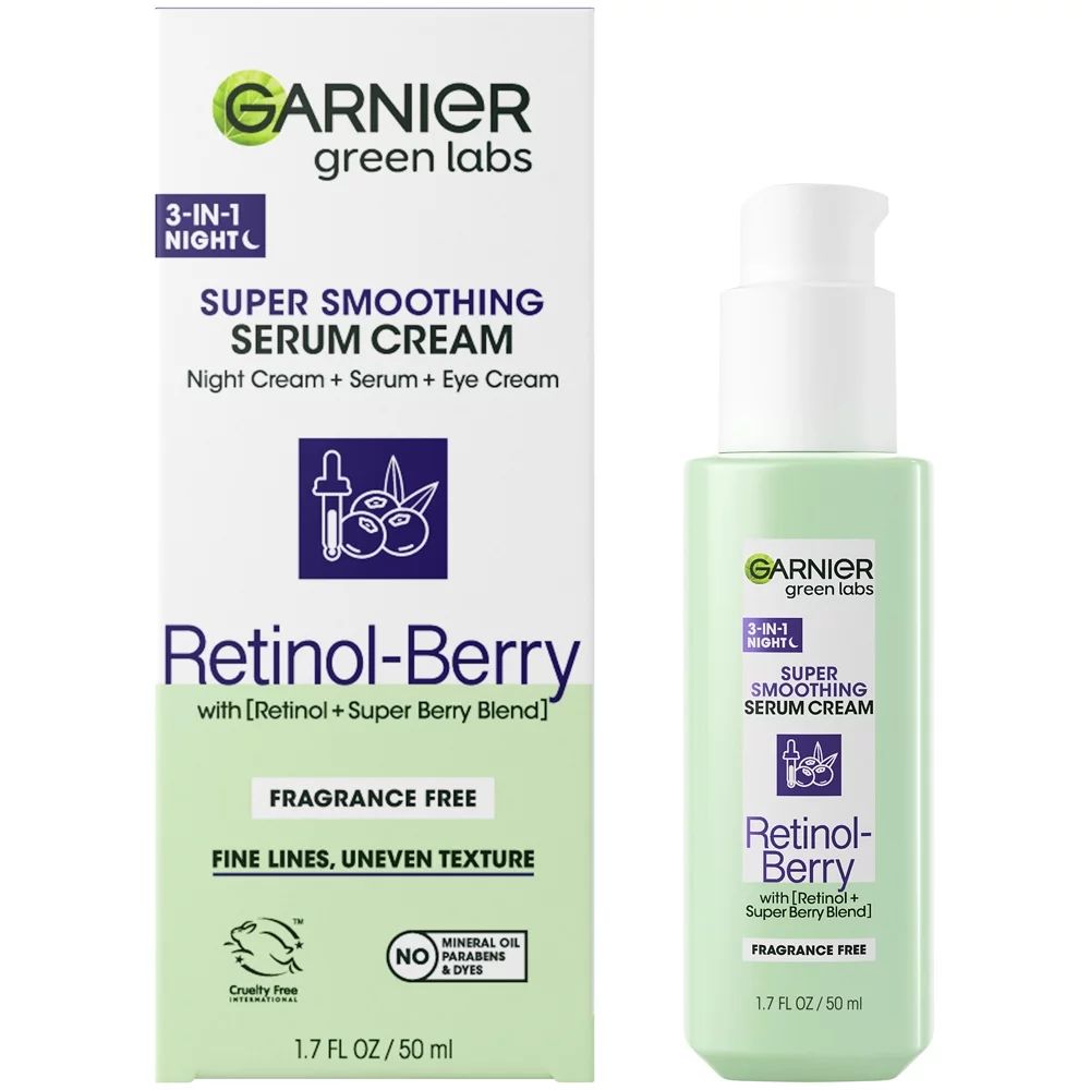 Garnier Green Labs Retinol-Berry Smoothing Night 3-in-1 Serum Cream, 1.7 fl. oz. - Walmart.com | Walmart (US)