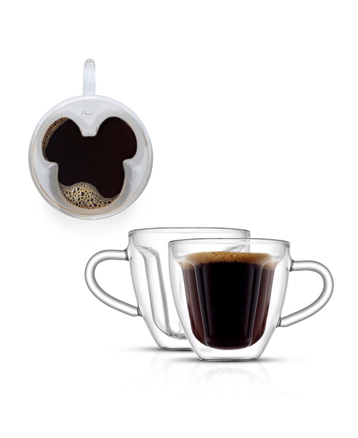 JoyJolt Disney Mickey Mouse 3D Espresso Cups, Set of 2 - Clear | Macy's