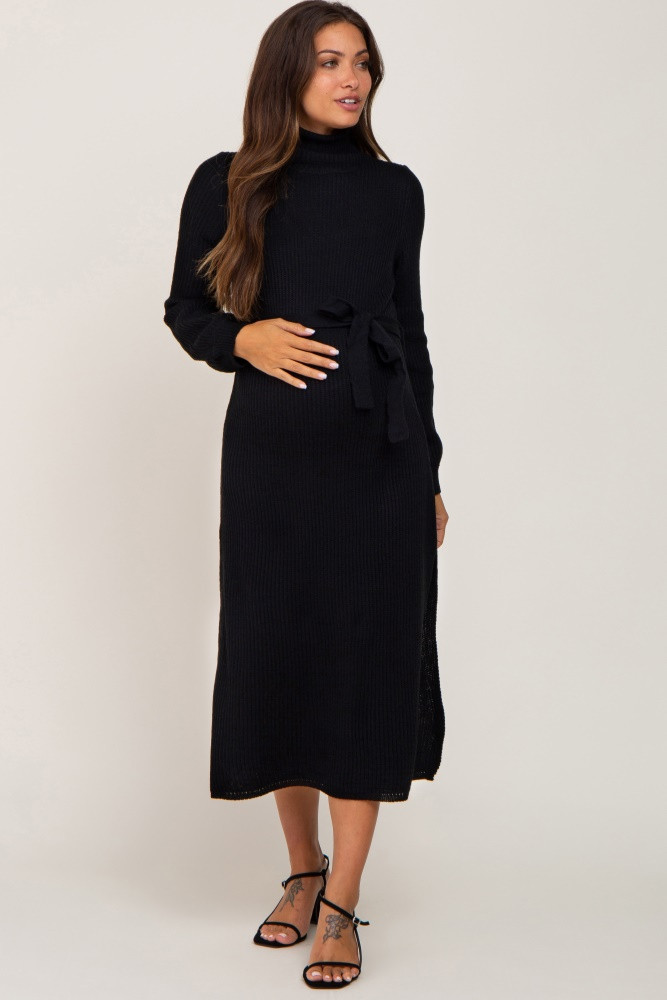 Black Turtle Neck Maternity Sweater Dress | PinkBlush Maternity