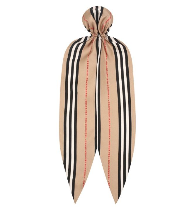 Burberry Ladies Icon Stripe Print Silk Hair Scarf-Beige | Jomashop.com & JomaDeals.com