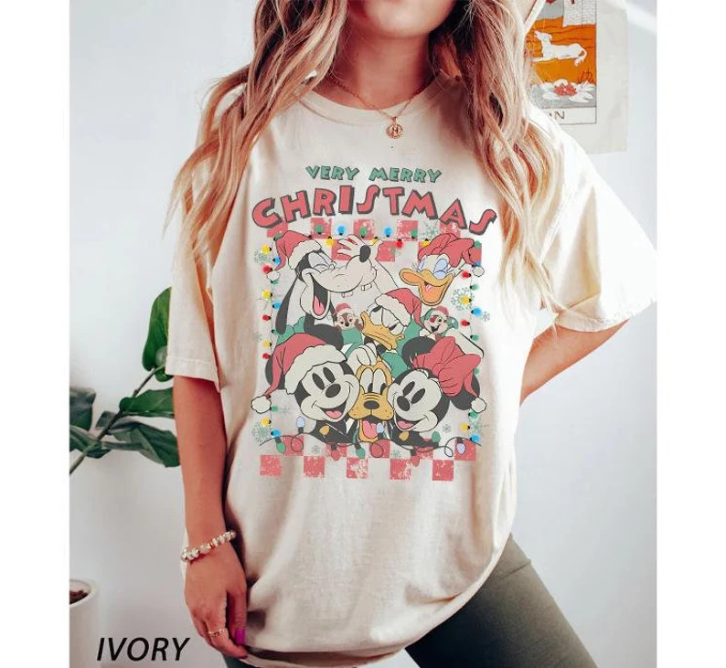 Retro Checkered Mickey Very Merry Christmas Shirt, Mickey and Friends Christmas Shirt, Disney Chr... | Etsy (US)