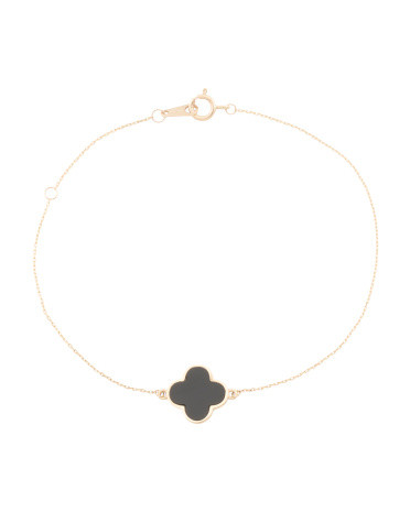 14kt Gold Black Onyx Clover Bracelet | TJ Maxx