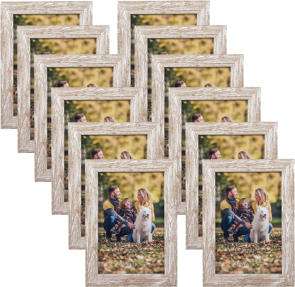 Rustic 4x6 Picture Frame Set of 12, Multi Woodgrain Farmhouse Photo Frames for Wall or Tabletop, ... | Amazon (US)