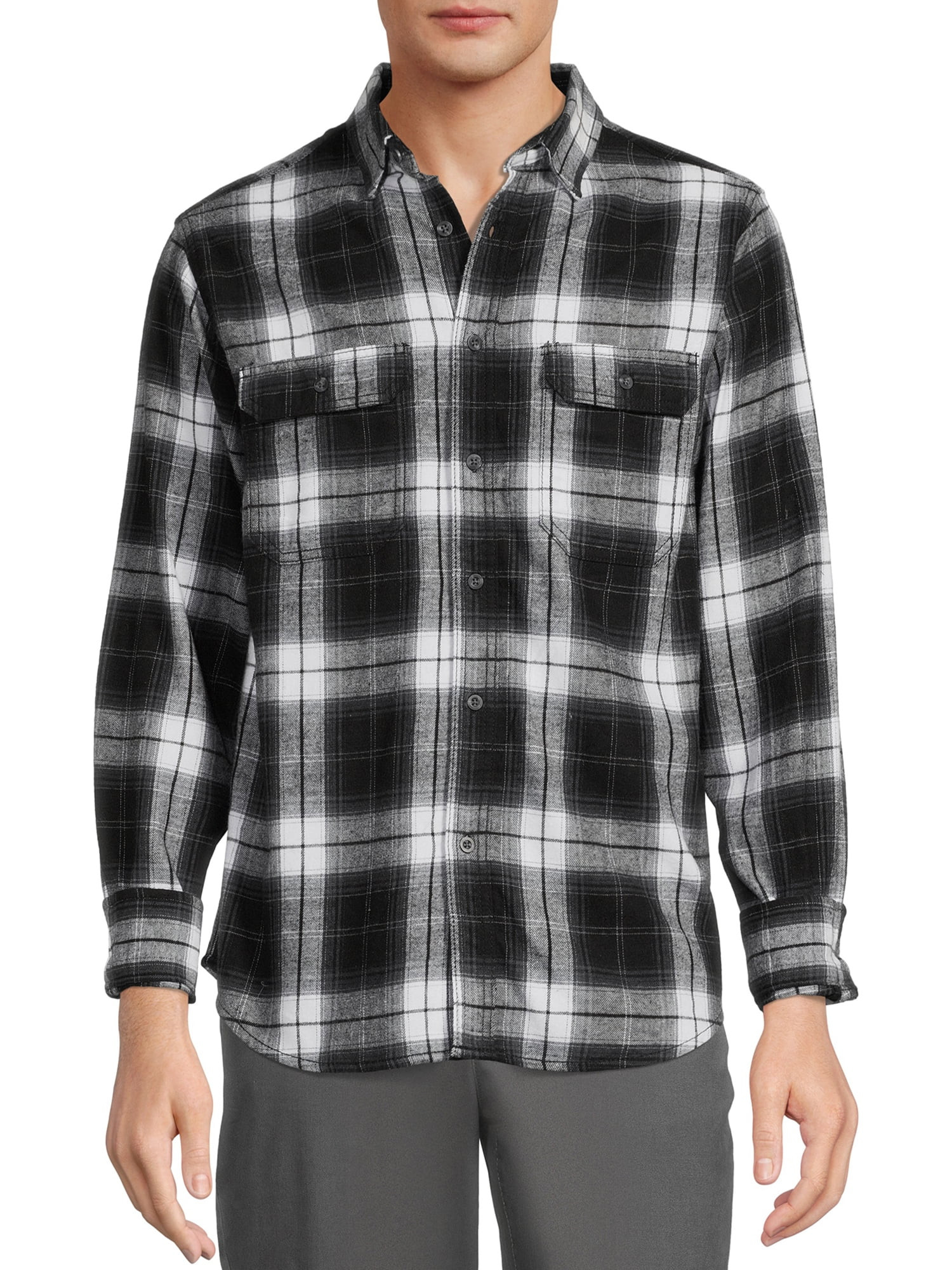 George Men's Long Sleeve Flannel Shirt - Walmart.com | Walmart (US)
