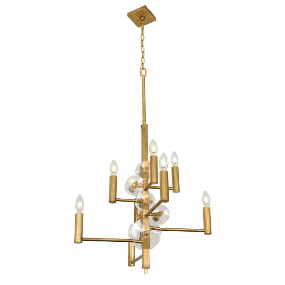 36" Engeared 8 Light Chandelier Antiqued Gold Leaf - Varaluz | Target