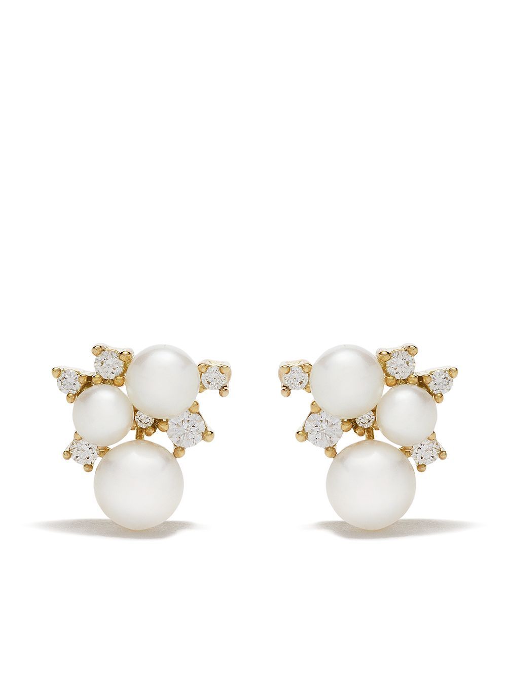 18kt yellow gold Trend freshwater pearl and diamond earrings | Farfetch (US)