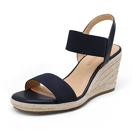 DREAM PAIRS Womens Open Toe Espadrilles Dressy Platform Sandals Slip on Elastic Ankle Strap Wedge... | Amazon (US)