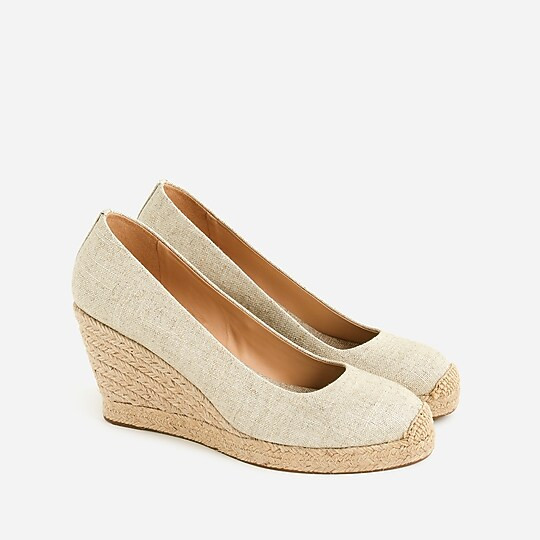 Seville espadrille wedges in metallic canvas | J. Crew US