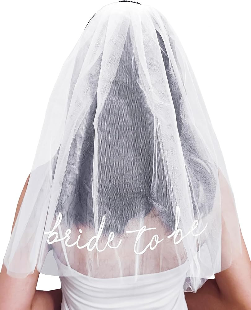 Bride To Be Embroidered Veil - Bride Veil for Bachelorette Party, Bach Party Favors Accessory, Bride To Be Headband, White Head Peace for Bridal Shower Engagement Party, Wedding and Gift | Amazon (US)