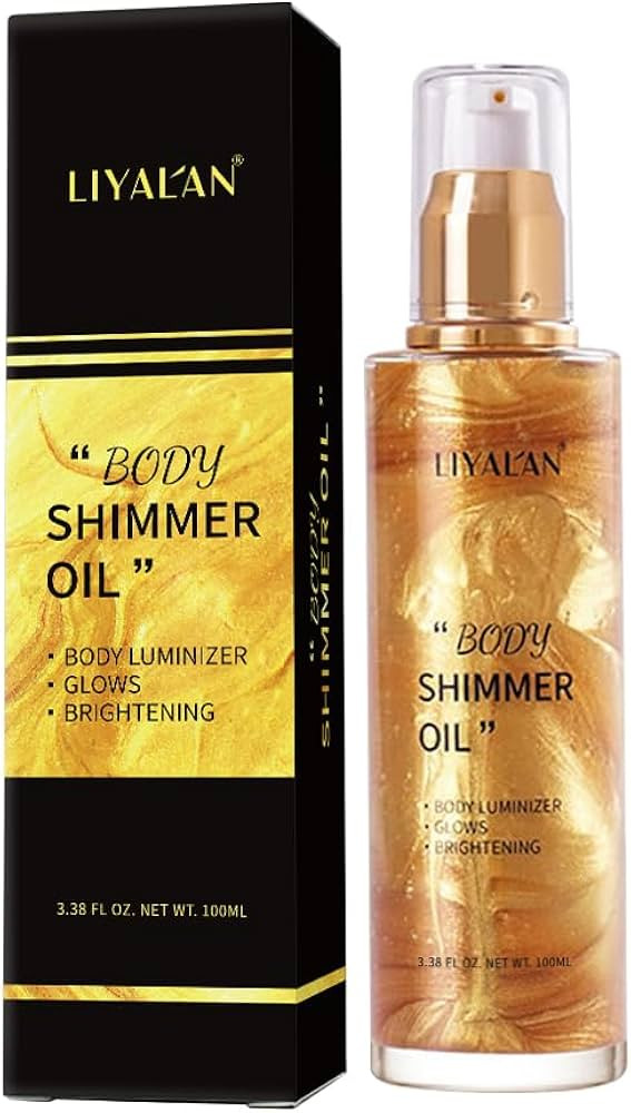 Liyalan Shimmer Body Oil Gold 4 Color Bronze Face Brighten Glow Pearl Highlighter Illuminator Bod... | Amazon (US)