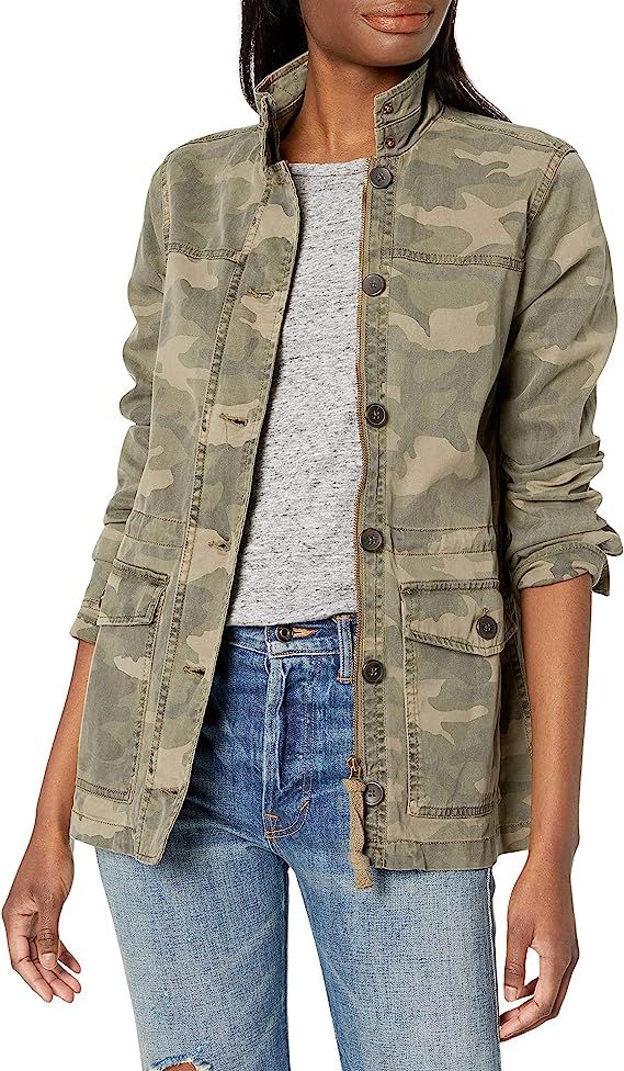 Lucky Brand Women's Long Sleeve Button Up Camo Printed Utility Jacket | Amazon (US)
