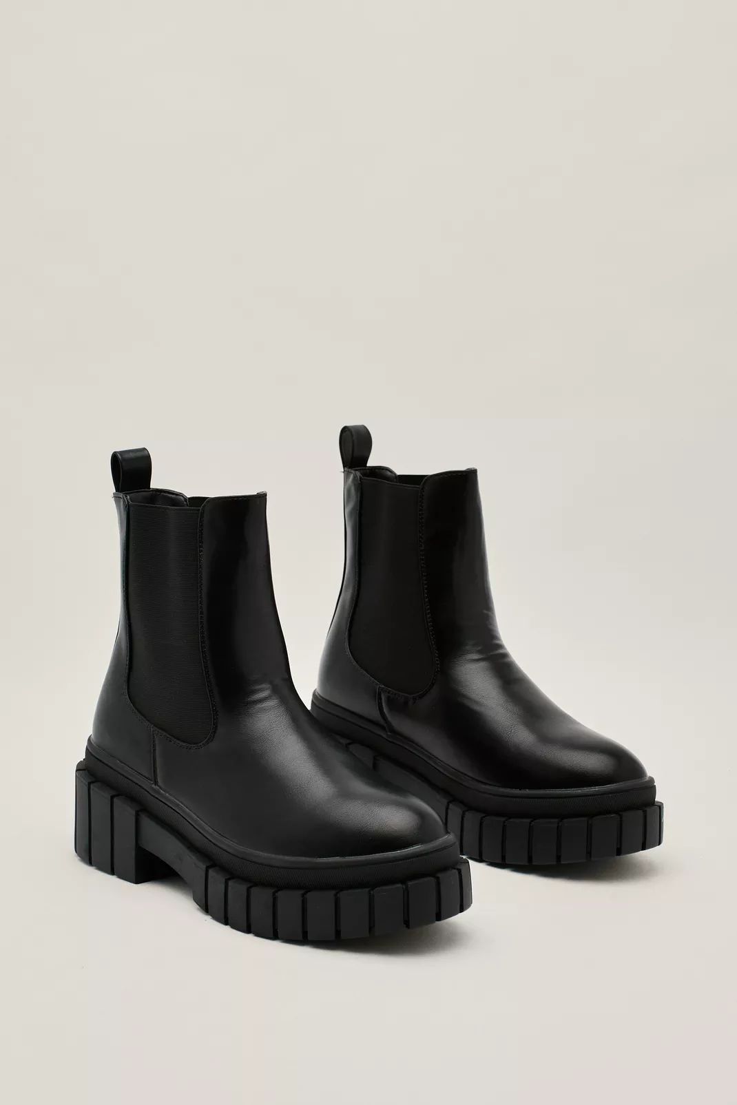 Grained Faux Leather Chunky Chelsea Boot | Nasty Gal (US)