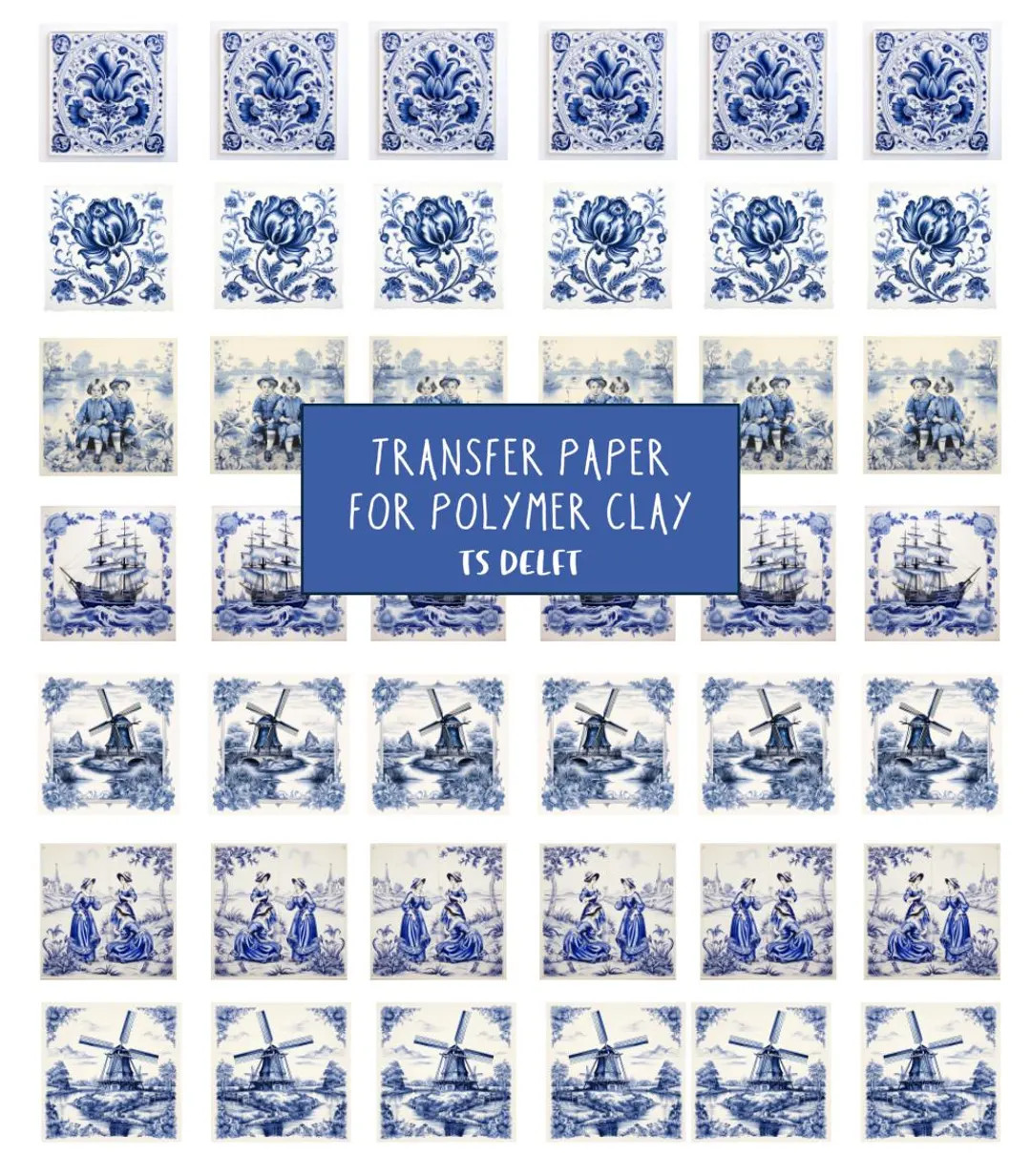 DELFT Blue Tiles Transfer Paper for Polymer Clay. - Etsy | Etsy (US)