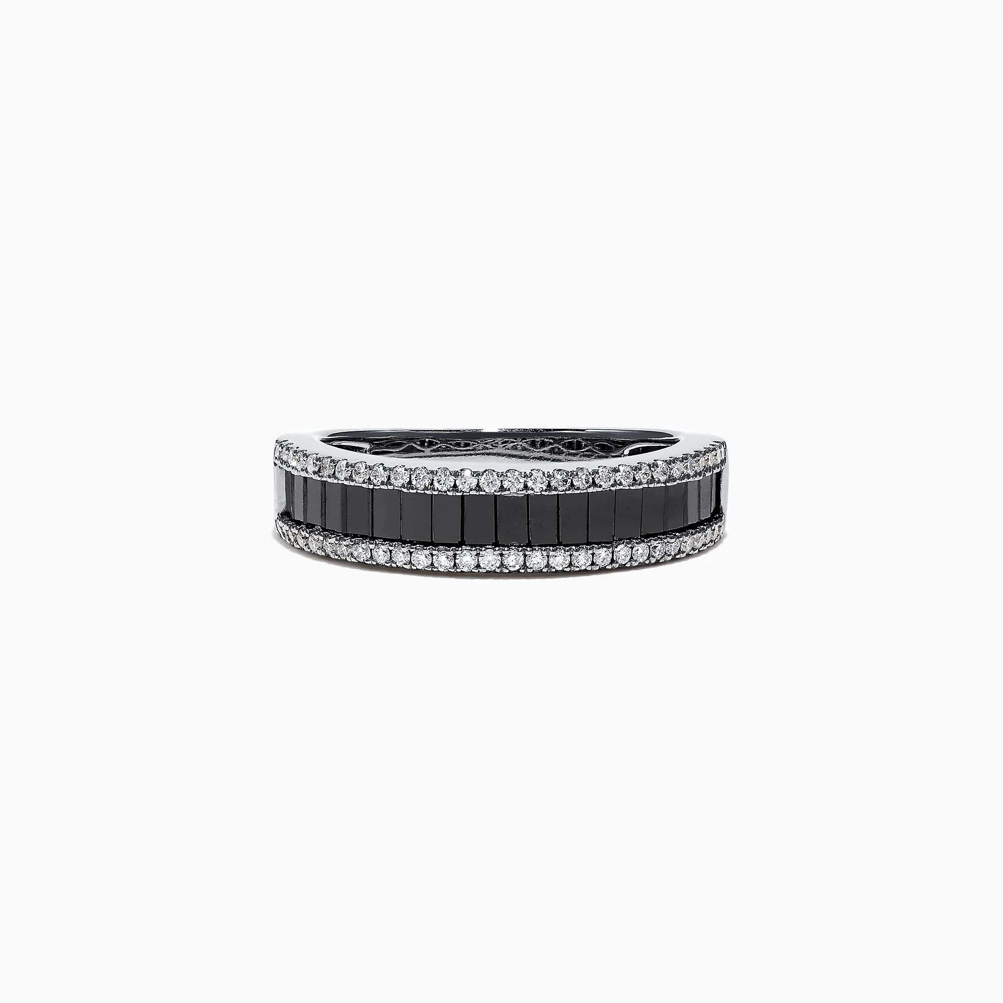 14K White Gold Black and White Diamond Band Ring, 1.06 TCW | Effy Jewelry