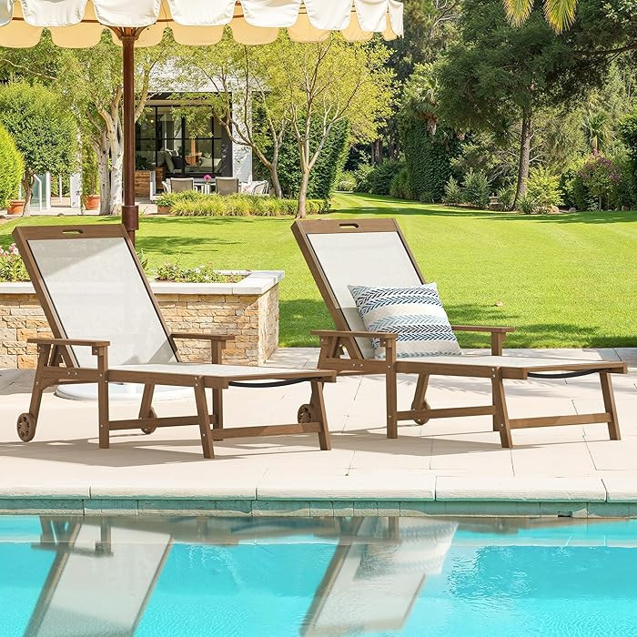 LUE BONA Outdoor Chaise Lounge Chair, HDPE Wicker Pool Lounger with 5 Positions, Heavy-Duty Patio... | Amazon (CA)