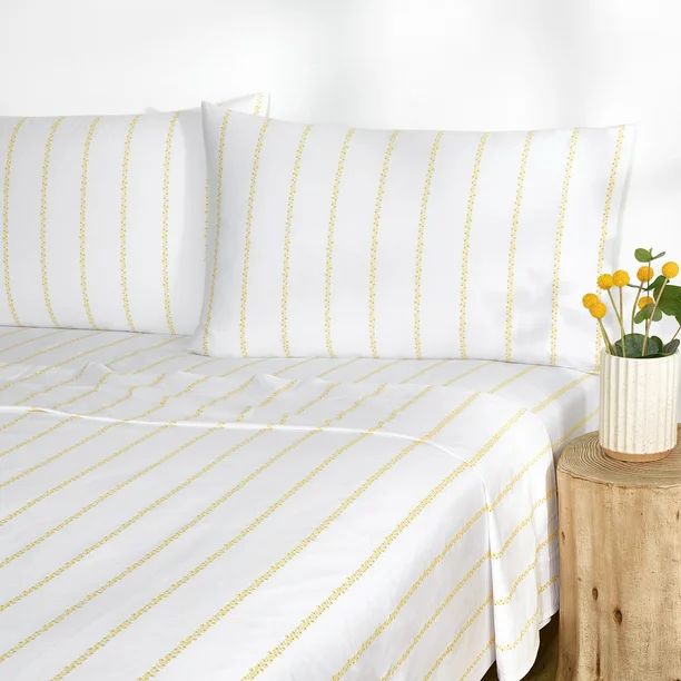 Gap Home Floral Pinstripe Percale Easy Care Sheet Set, Deep Pocket, Twin, Yellow, 3-Pieces - Walm... | Walmart (US)