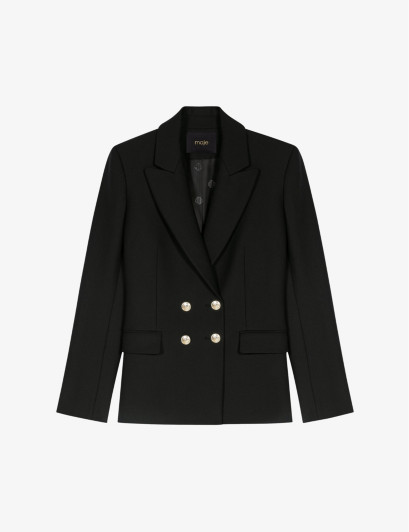 Womens Noir / Gris Viking Peak-lapel Stretch-woven Blazer 6 | Selfridges