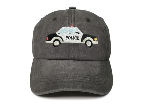 ZKFE Police Car Hat for Kids, Washed Black Adjustable Baseball Cap Dad Hat for Toddler Boy, Youth Child Gifts for Bithday Christmas | Amazon (US)