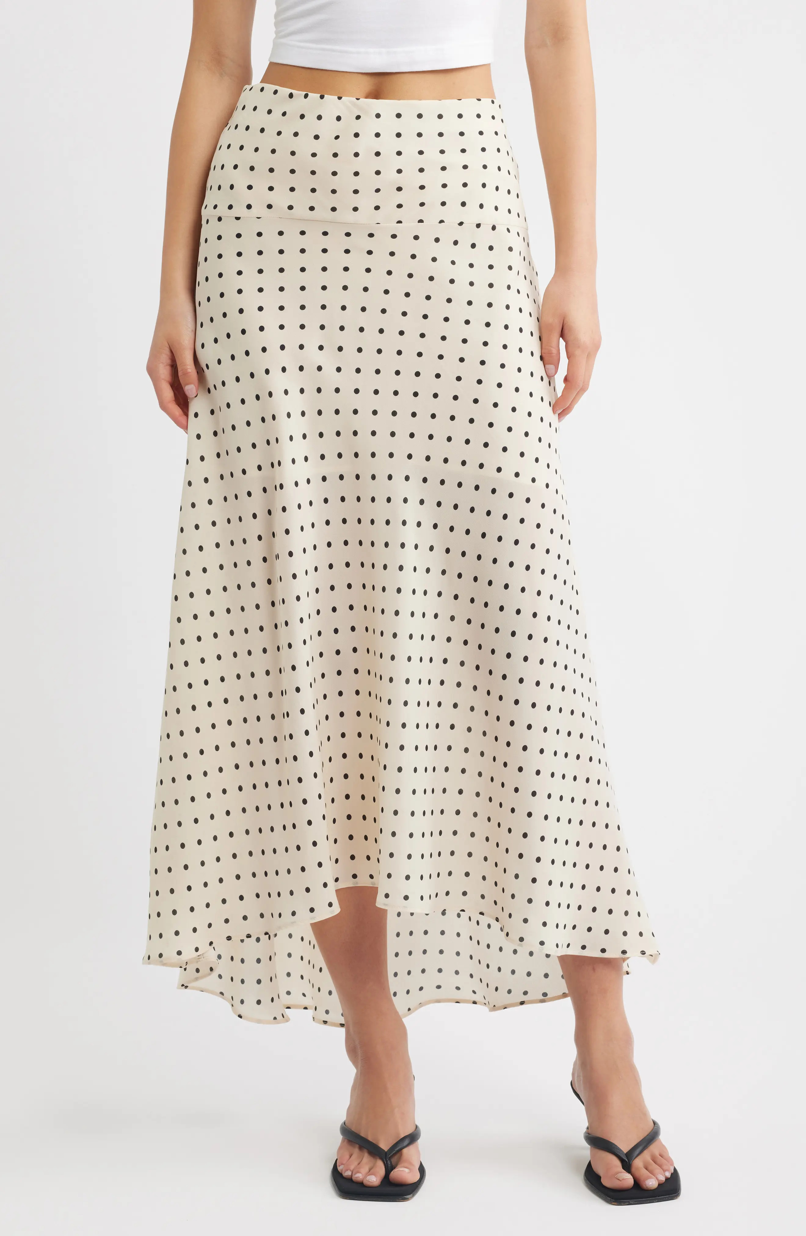 MANGO Flippy Polka Dot High-Low Skirt (Women) | Nordstrom | Nordstrom