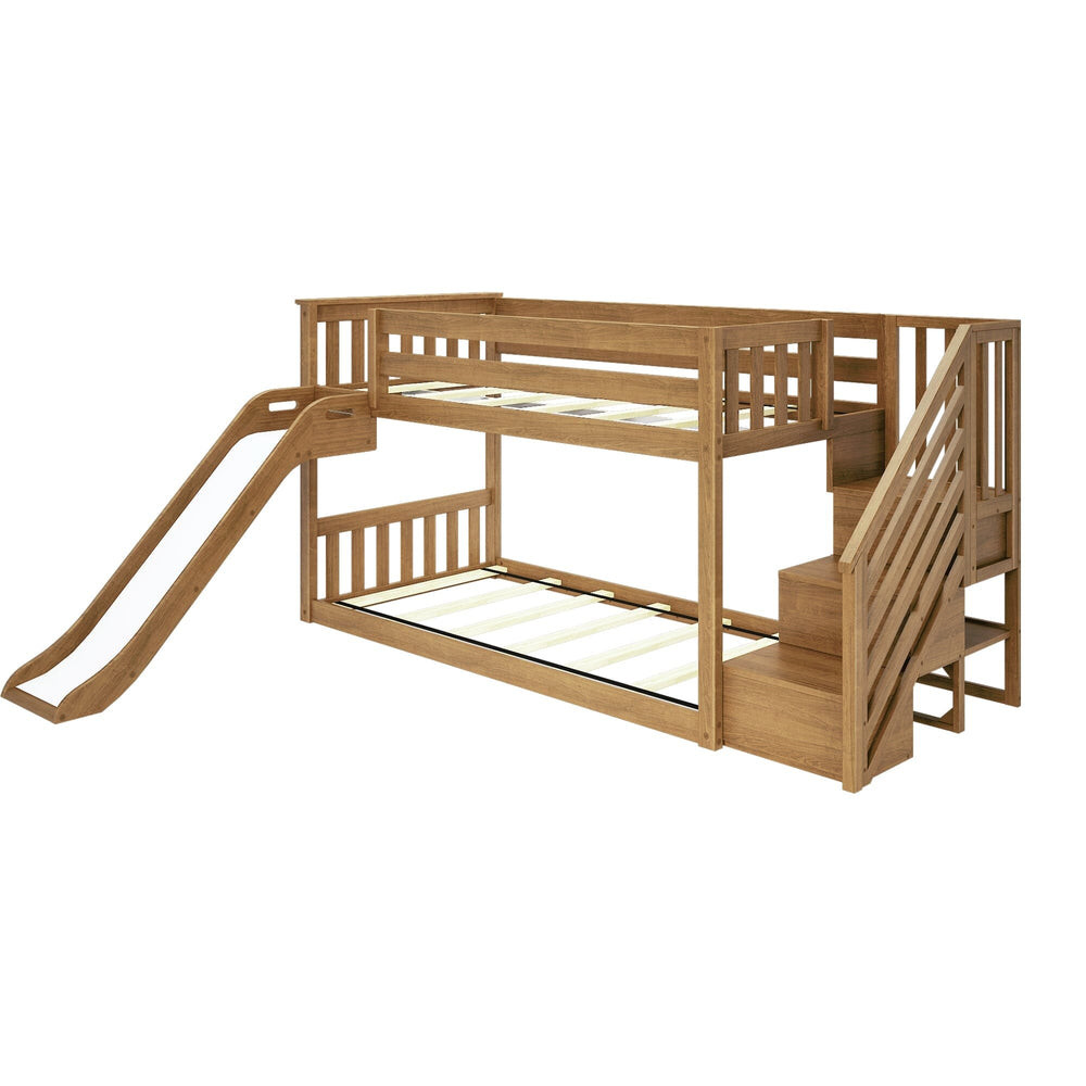 Twin Over Twin Low Bunk Bed With Easy Slide & Stairs | max & lily