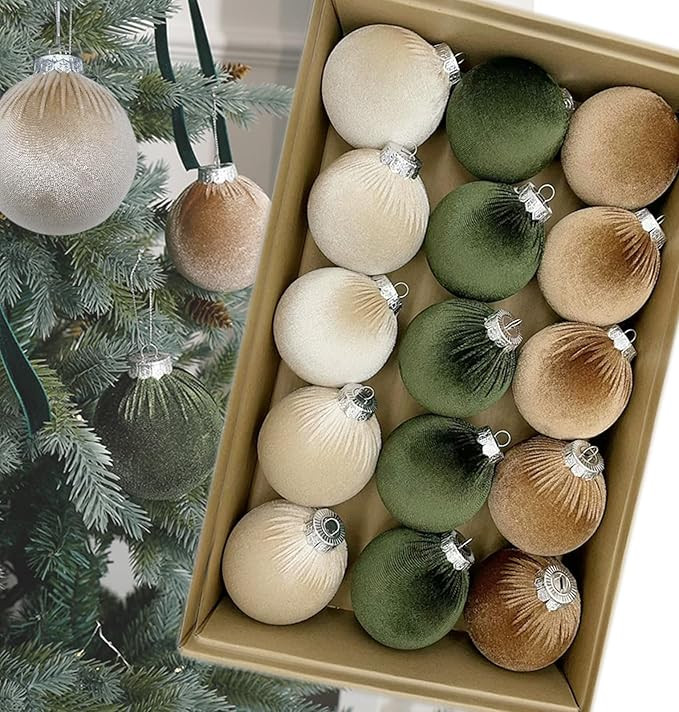 Christmas Balls Ornaments Velvet Christmas Balls - Pack of 15pcs Shatterproof Xmas Bulbs Decorati... | Amazon (US)