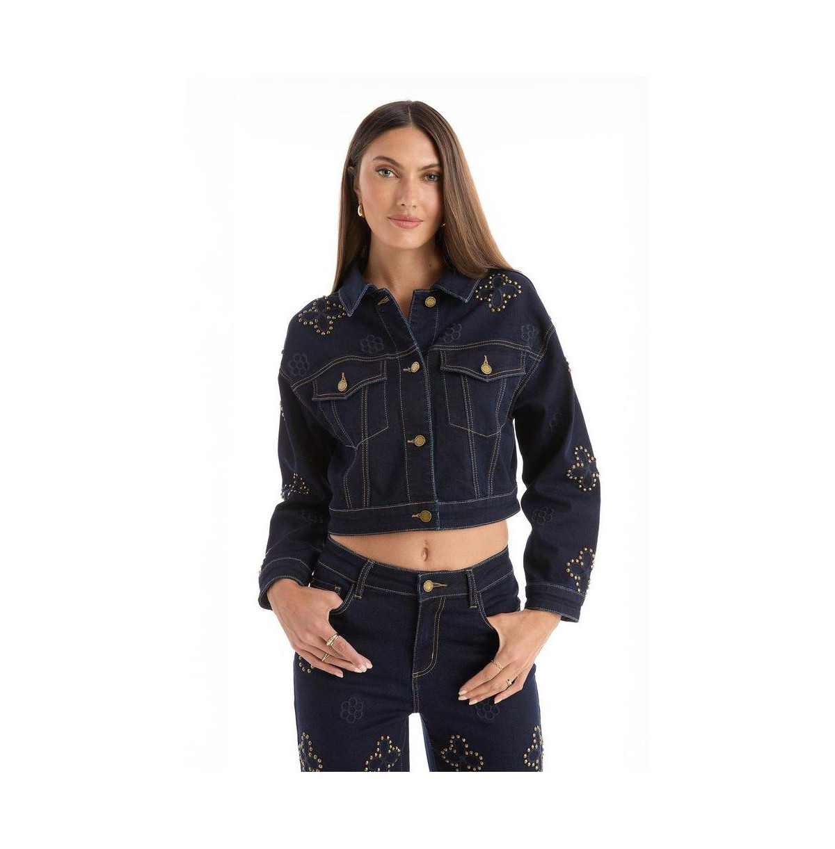 The Noli Shop Women's Kaia Studded Jacket - Indigo - Indigo | Macy's