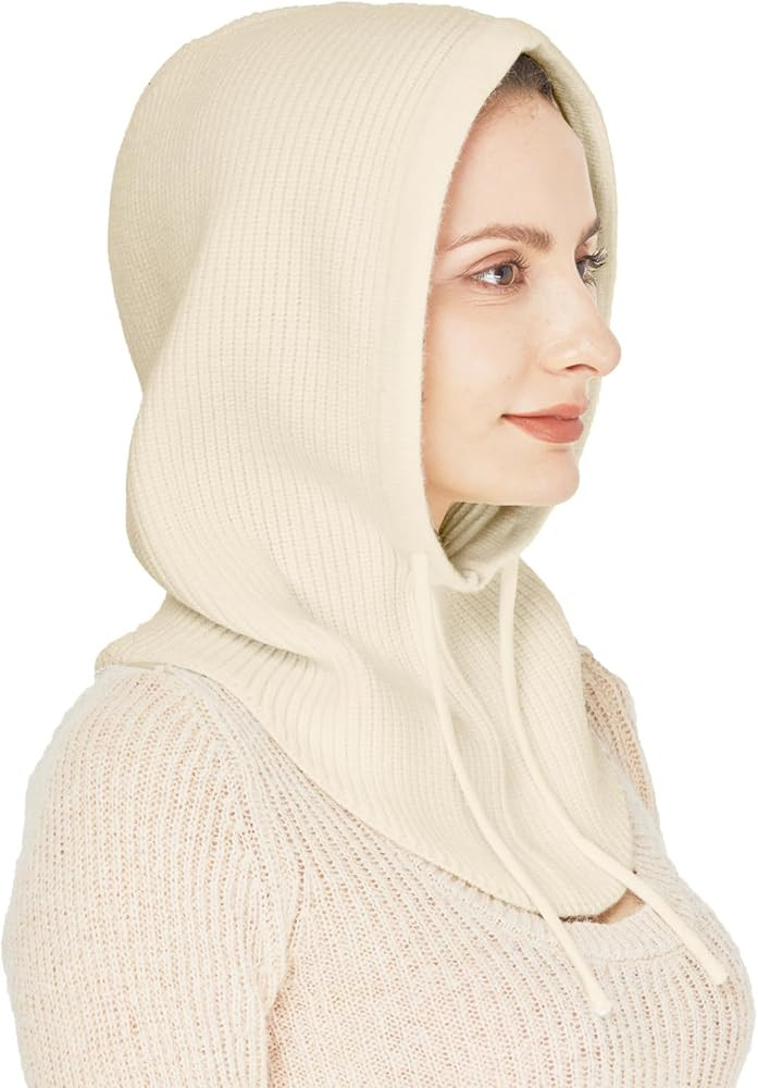 Facecozy Winter Hats for Women, Wool Blend Hooded Scarf Hat for Women Balaclava Knit Skull Cap Be... | Amazon (US)