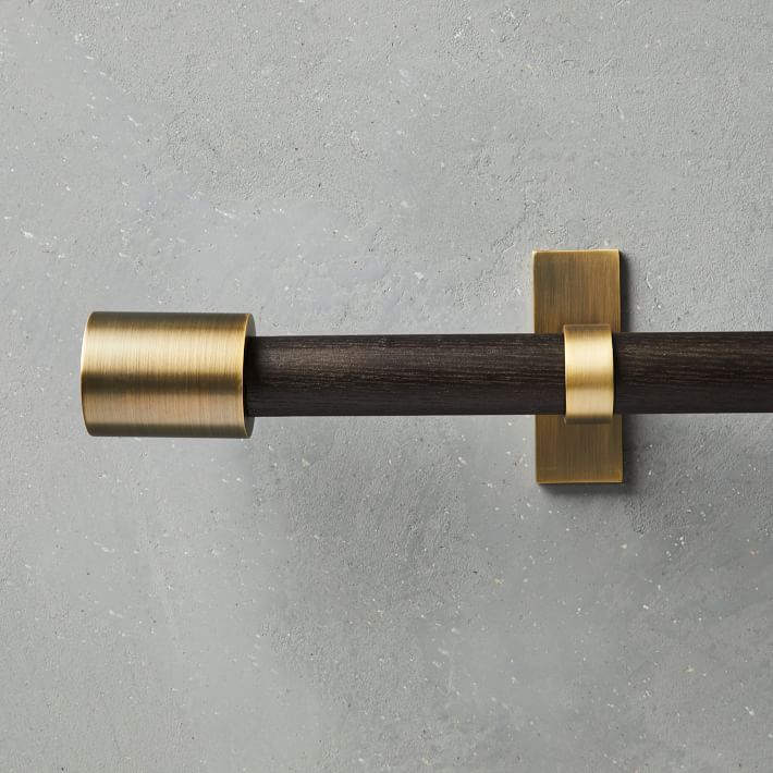 Mid-Century Curtain Rod - Carbon/Antique Brass | West Elm (US)