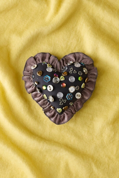 Beaded Heart Ruffle Throw Pillow | Urban Outfitters (US and RoW)